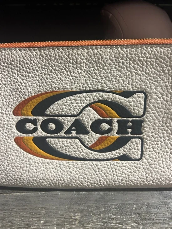 Coach Large Corner Zip Wristlet with Coach Stamp, the Khaki Chalk Multi way - Picture 2 of 4